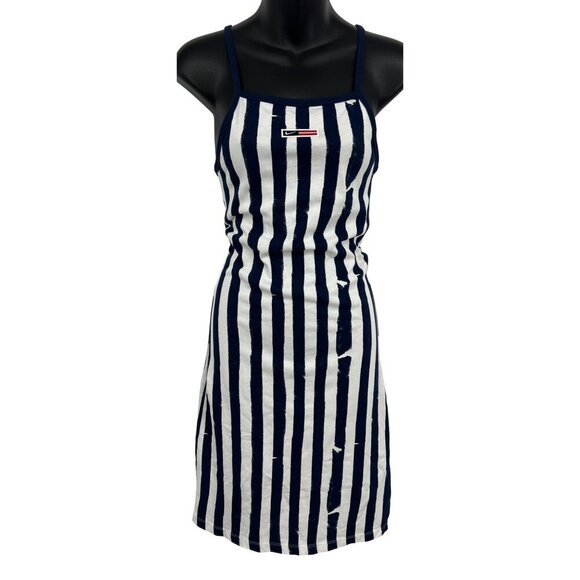 Nike Women Bodycon Dress Size XS Extra Small Blue White Stripe DM7995-410 NWT N - Picture 1 of 9